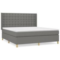 Boxspring met matras stof donkergrijs 160x200 cm - thumbnail