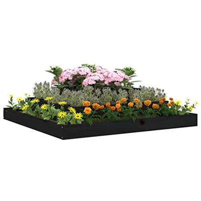 VidaXL Plantenbak 110x110x27 cm massief grenenhout zwart VidaXL Plantenbak 110x110x27 cm massief grenenhout zwart
