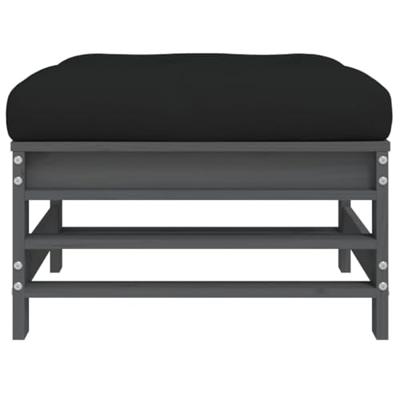 Tuinvoetenbanken met kussens 2 st massief grenenhout grijs Tuinvoetenbanken met kussens 2 st massief grenenhout grijs