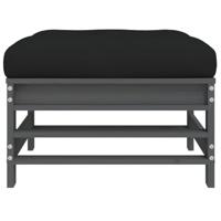 Tuinvoetenbanken met kussens 2 st massief grenenhout grijs - thumbnail