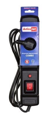 Activejet COMBO 3GN 5M power uitbreiding 3 AC-uitgang(en) Binnen Zwart - thumbnail