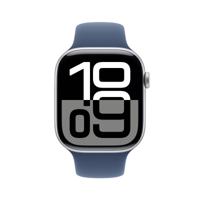 Apple Watch Series 10 (GPS 46 mm) Smartwatch - Kast van zilverkleurig aluminium - Denim sportbandje (M/L). Conditie bijhouden, Ecg-app, always on Retina-display, waterbestendig - thumbnail