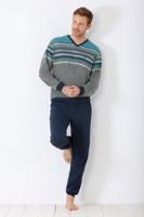 Blauw grijze heren pyjama Hajo - thumbnail