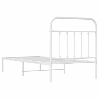 Bedframe met hoofdbord metaal wit 90x190 cm Bedframe met hoofdbord metaal wit 90x190 cm