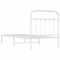 Bedframe met hoofdbord metaal wit 90x190 cm - thumbnail