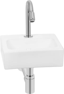 Saqu Mini fonteinset met chromen kraan glanzend wit keramiek