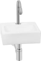 Saqu Mini fonteinset met chromen kraan glanzend wit keramiek - thumbnail