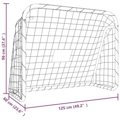 Voetbaldoel met net 125x96x60 cm staal en polyester wit