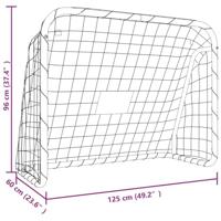 Voetbaldoel met net 125x96x60 cm staal en polyester wit - thumbnail