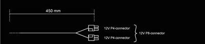 BeQuiet Computer, Stroom Kabel [1x ATX-stekker 8-polig (4+4) - 1x ATX-stekker 8-polig (4+4)] 0.45 m Zwart