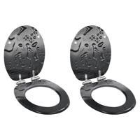 Toiletbrillen 2 st met soft-close deksels MDF druppelontwerp - thumbnail