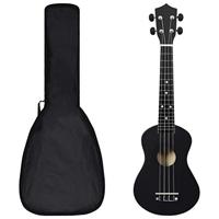 VidaXL Ukuleleset met tas voor kinderen sopraan 23'' zwart - thumbnail