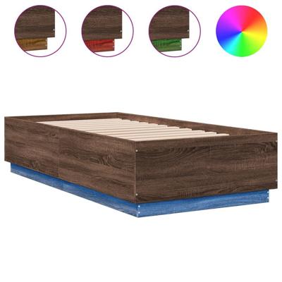 Bedframe met LED-verlichting bruin eikenkleurig 75x190 cm