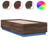 Bedframe met LED-verlichting bruin eikenkleurig 75x190 cm - thumbnail