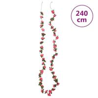 VidaXL Kerstslingers met bloemen 6 st 240 cm roodroze - thumbnail