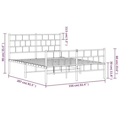 Bedframe met hoofd- en voeteneinde metaal wit 150x200 cm