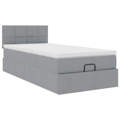 Ottoman bed met matras 90x190cm stof lichtgrijs