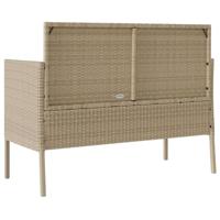 Tuinbank met kussens poly rattan beige - thumbnail