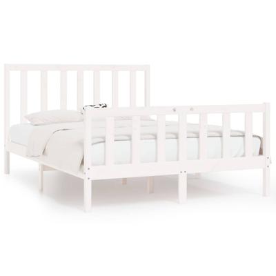 Bedframe massief hout wit 140x190 cm