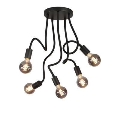 Highlight Plafondlamp Flex 5 lichts 50 cm E27 zwart