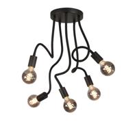 Highlight Plafondlamp Flex 5 lichts 50 cm E27 zwart - thumbnail