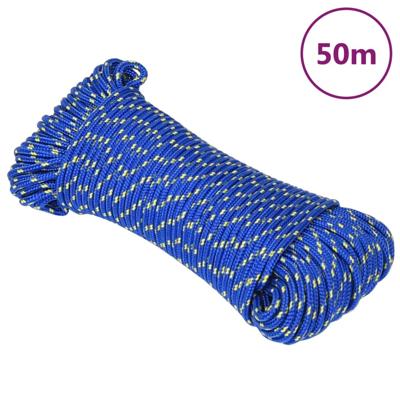 VidaXL Boottouw 3 mm 50 m polypropyleen blauw VidaXL Boottouw 3 mm 50 m polypropyleen blauw