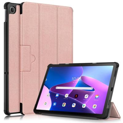 Lunso - Lenovo Tab M10 Plus Gen 3 (3e generatie) - Tri-Fold Bookcase hoes - Rose Goud