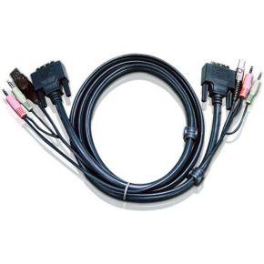 ATEN KVM Aansluitkabel [2x Jackplug male 3,5 mm, DVI-stekker 18+1-polig, USB-A 2.0 stekker - 2x Jackplug male 3,5 mm, DVI-stekker 18+1-polig, USB-A 2.0
