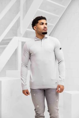 Malelions Knitted Quarter Zip Sweater Heren Lichtgrijs - Maat M - Kleur: Lichtgrijs | Soccerfanshop
