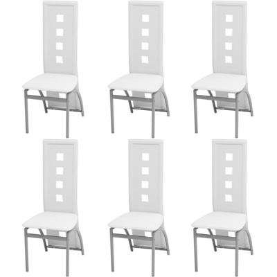 Eetkamerstoelen 6 st kunstleer wit