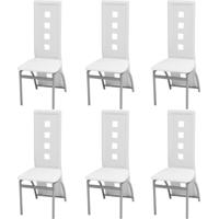 Eetkamerstoelen 6 st kunstleer wit - thumbnail