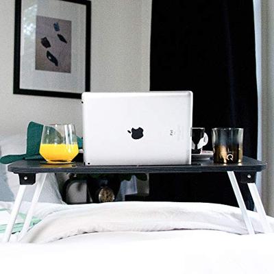 QUVIO Bedtafel voor laptop, onbijt of boek - Uitklapbaar - Zwart