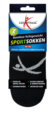 Lucovitaal Bamboe Sportsokken Zwart 43-46