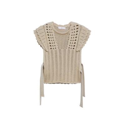 Mango gehaakte top pastelgrijs