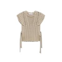 Mango gehaakte top pastelgrijs - thumbnail