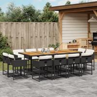 13-delige Tuinset met kussens poly rattan zwart - thumbnail