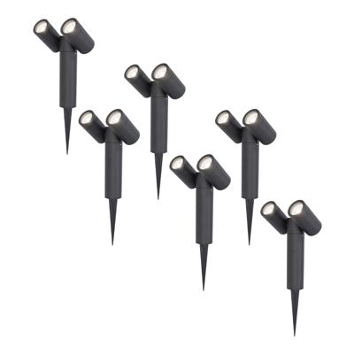 Set van 6 Pinero Dubbel LED prikspots - GU10 8 Watt 345 Lumen - Dimbaar - Kantelbaar - GU10 - 6500K daglicht wit - IP64 Waterdicht - Zwart