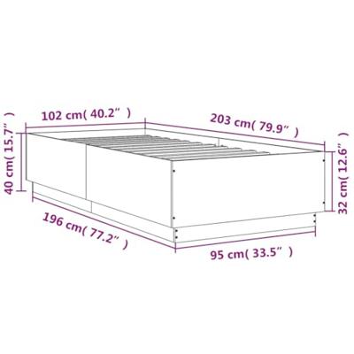 Bedframe met LED-verlichting bewerkt hou zwart 100x200 cm