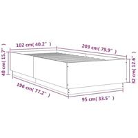 Bedframe met LED-verlichting bewerkt hou zwart 100x200 cm - thumbnail