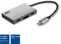 ACT Connectivity USB-C Hub 4-Port met 2x USB-C en 2x USB-A usb-hub - thumbnail