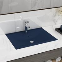 VidaXL Wastafel met kraangat 60x46 cm keramiek mat donkerblauw - thumbnail