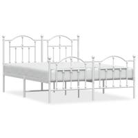Bedframe met hoofd- en voeteneinde metaal wit 140x190 cm - thumbnail