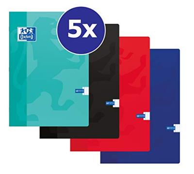 Schrift Oxford School A4 ruit 5x5mm 120 pagina&apos;s 80gr assorti | 5 stuks