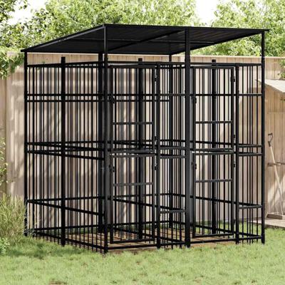 Hondenkennel met dak 3,69 m² staal