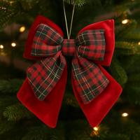 Strik polyester 29 cm kerstrood - thumbnail