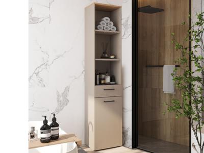 Kolomkast met wasmand LAUNDRY 1 deur 1 lade taupe Kolomkast met wasmand LAUNDRY 1 deur 1 lade taupe