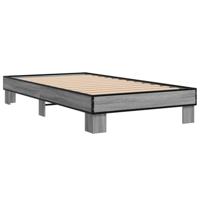 Bedframe bewerkt hout en metaal grijs sonoma eiken 90x200 cm - thumbnail