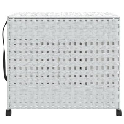 Wasmand op wielen 66x35x60 cm rattan wit