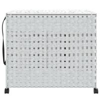 VidaXL Wasmand op wielen 66x35x60 cm rattan wit - thumbnail