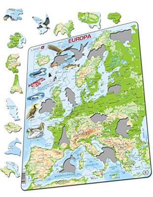 Selecta Larsen legpuzzel kaart europa - geografisch met dieren, 87st.